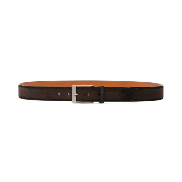 The Telante belt offers an assortment of colors on our luxurious suede leather. The brushed nickel buckle and antiqued detailing bring added style to this already stunning belt. Width: 35mm. 
