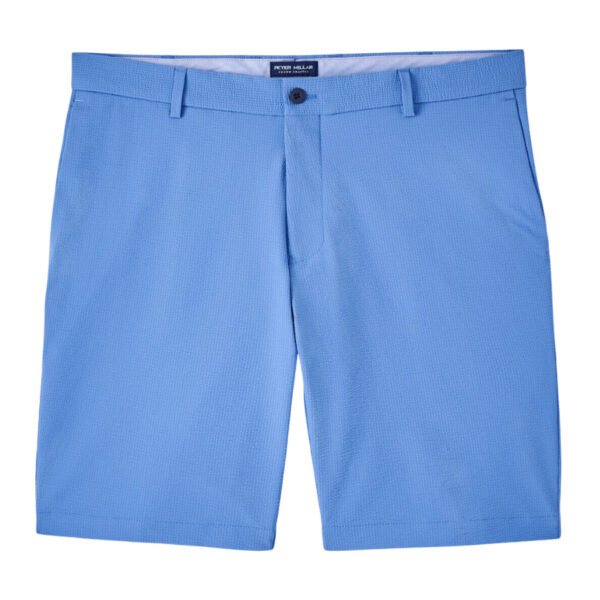 These shorts combine innovative course performance with timeless warm-weather appeal. They’re crafted from a high-performance fabric that provides four-way stretch, wicking, and easy-care properties. A seersucker design lends an added touch of classic style. Offered with a 9" inseam. Men's 88% polyester / 12% spandex short. Tailored Fit. 9" inseam. Four-way stretch, water-resistant, and easy-care. Two quarter-top pockets with concealed security pockets. Machine wash cold with like colors; tumble dry low; do not iron; do not dry clean. Imported.
